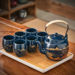Ấm chén men lam 01