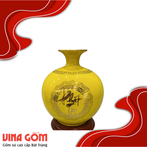 Bình Hút Lộc Phát Tài Phát Lộc Vẽ Vàng Kim Gốm Sứ Bát Tràng